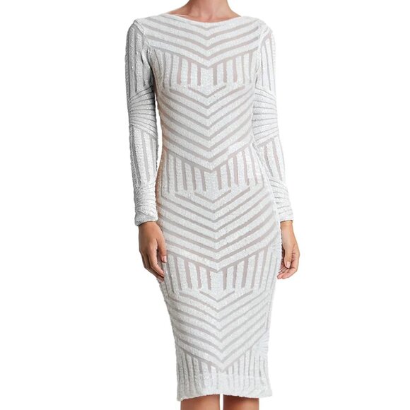 NEW DRESS THE POPULATION Emery Sequin Placement Dress White Size XXL - Picture 2 of 7